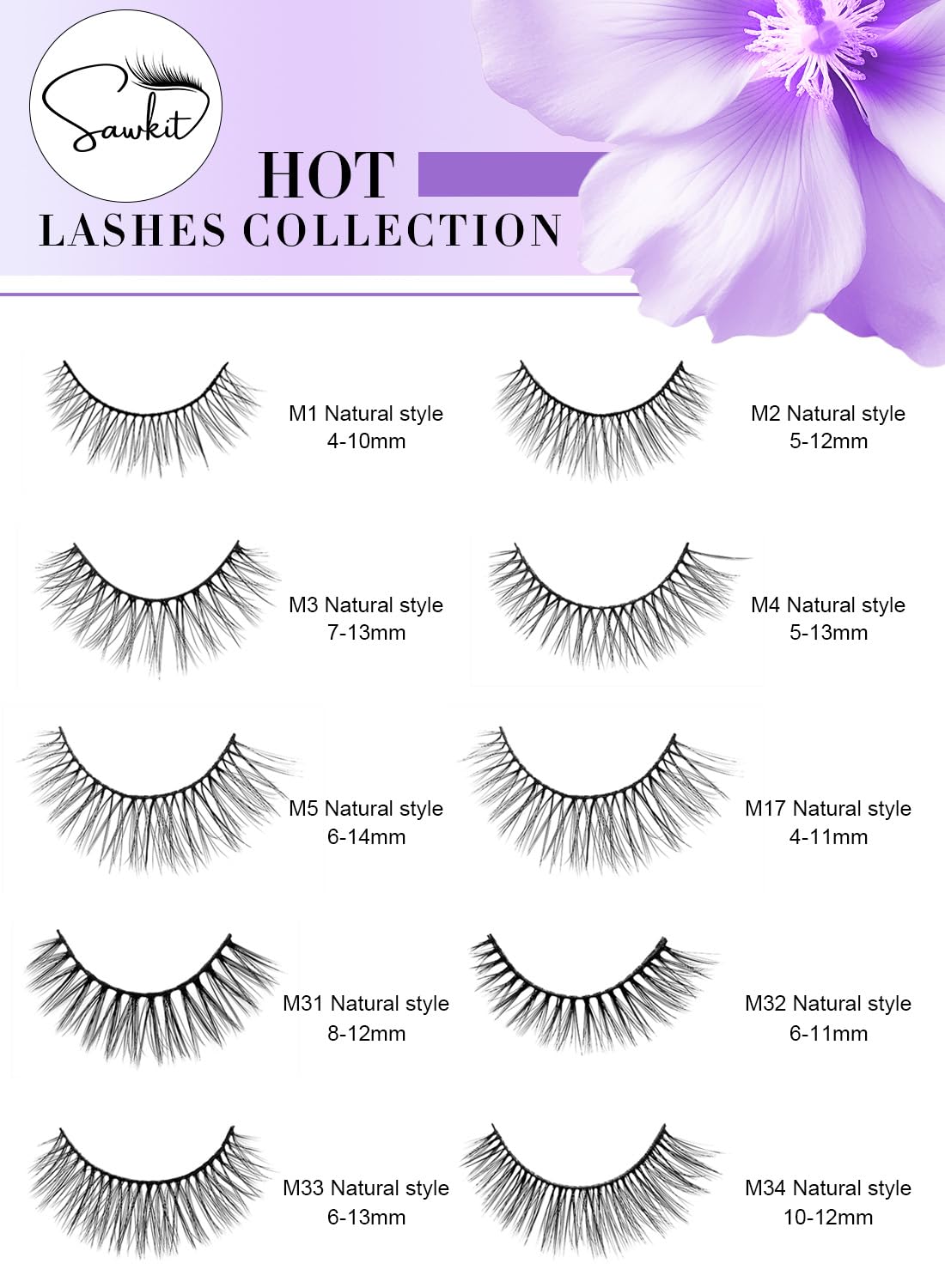 Classic Fake Eyelashes – 7-13mm – Lash Extensions – Luxurious Natural Mink Lashes Eyelash Extensions – Comfortable and Easy to Apply – High-End Fiber Lashes for Superior Volume