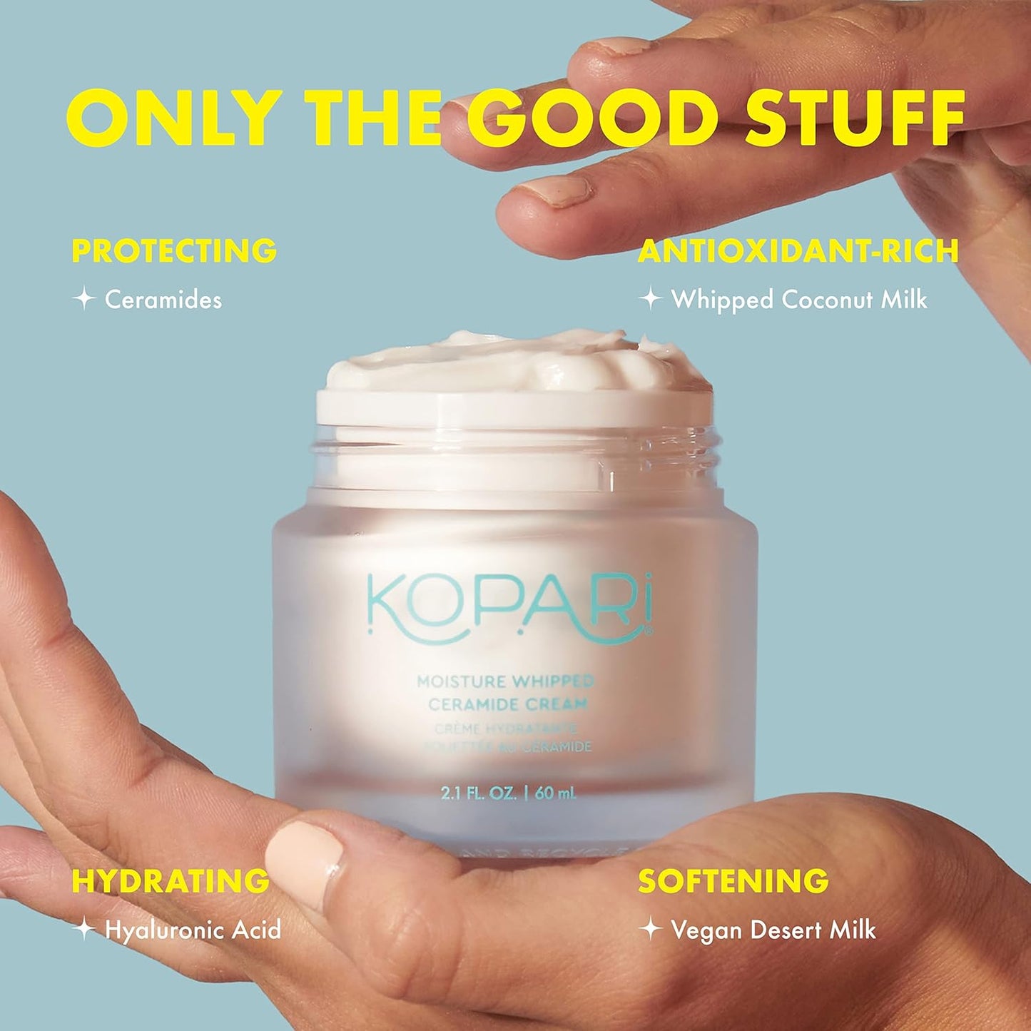 Kopari Moisture Whipped Ceramide Cream | Hydrate and Restore | Vegan Ceramides and Moisture-Retaining Hyaluronic Acid | 2.1 oz