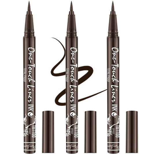 Triple Pack of Vegan-Approved Hypoallergenic Liquid Eyeliner Pens, Tattoo Effect, Quick Dry, Waterproof, Smudgeproof, Long-lasting & Felt Tip Eyeliner pen: Precision Beauty for Women (Dark Brown)