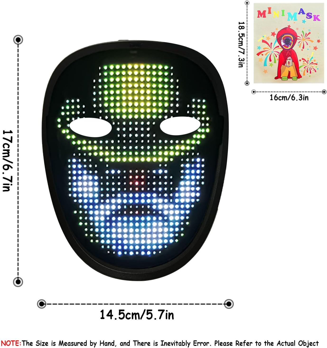 Depointer Life Led Mask with Gesture Sensing,Unisex LED Lighted Face Transforming Mask for Costume Cosplay Party Masquerade