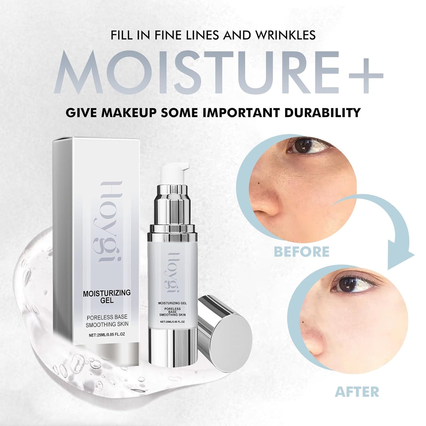 Makeup Moisturizing Gel, Poreless Base Smoothing Primer, Natural and Lightweight, 0.85 Fl Oz