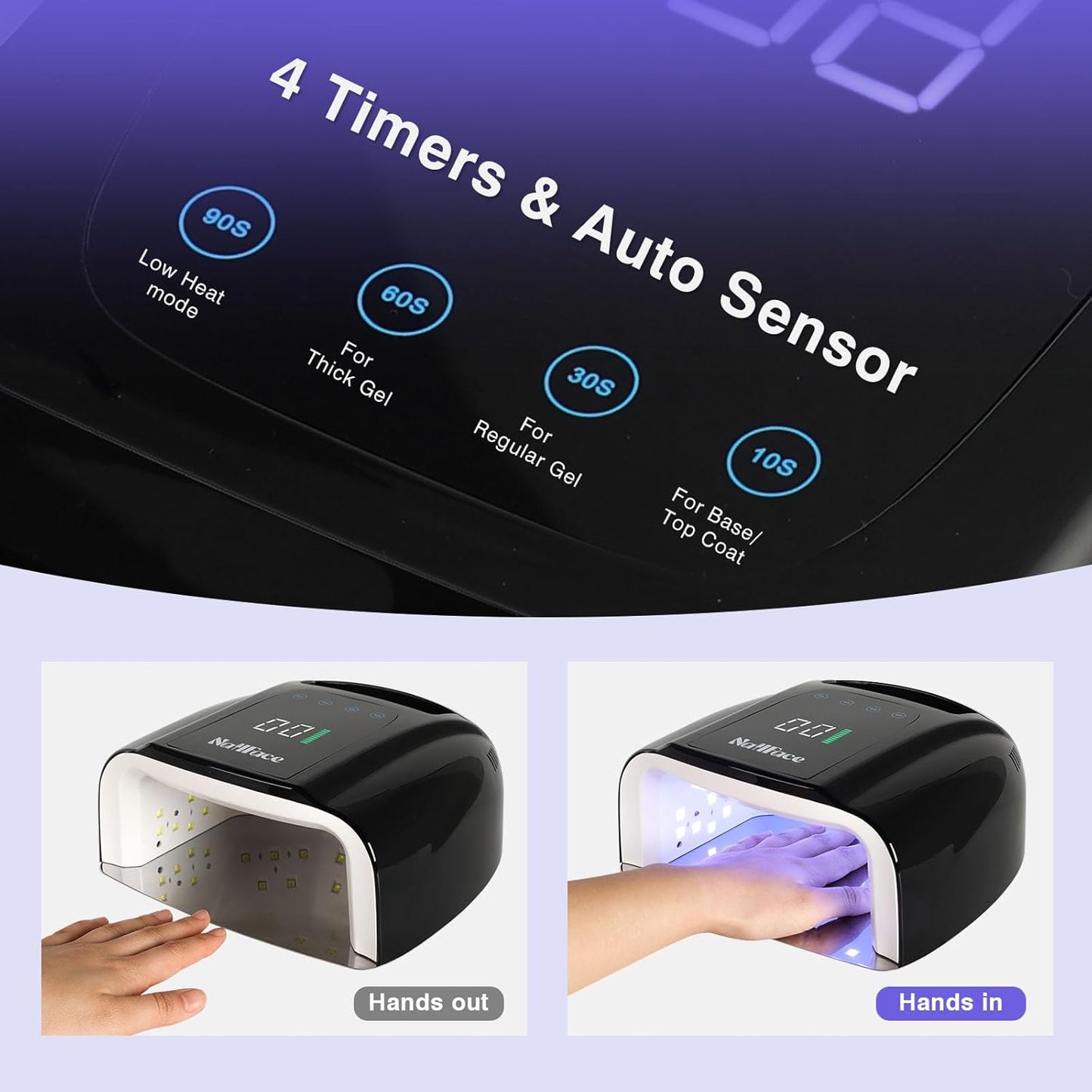 96W Rechargeable UV LED Nail Lamp UV Light for Gel Nails Cordless Nail Lamp Nail Dryer with 42 Beads Smart Sensor & Metal Base