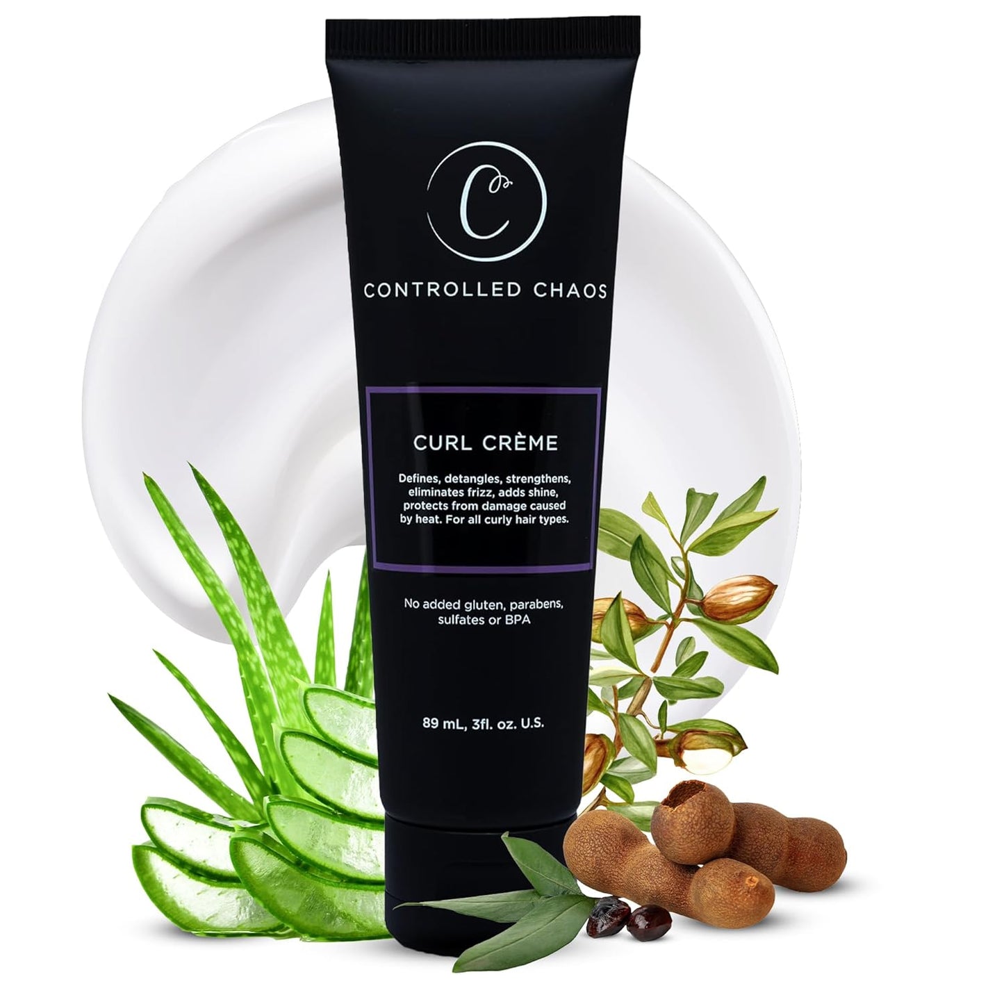 Controlled Chaos, As Seen on Shark Tank Curl Defining Cream for All Hair Types to Add Smoothness and Control Curly, Sulfate-Free Curl Cream (3oz)