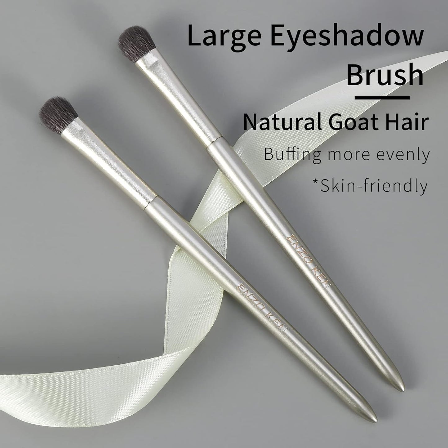 Natural Goat Hair Eye Shadow Brush by ENZO KEN, Large Smudge Eyeshadow Brush, Shader Eye Shadow Brush, Eye Shader Brush, Single Eyeshadow Brush, Eye Brushes, Eyeshadow Blending Brush. (Gold, E203L)