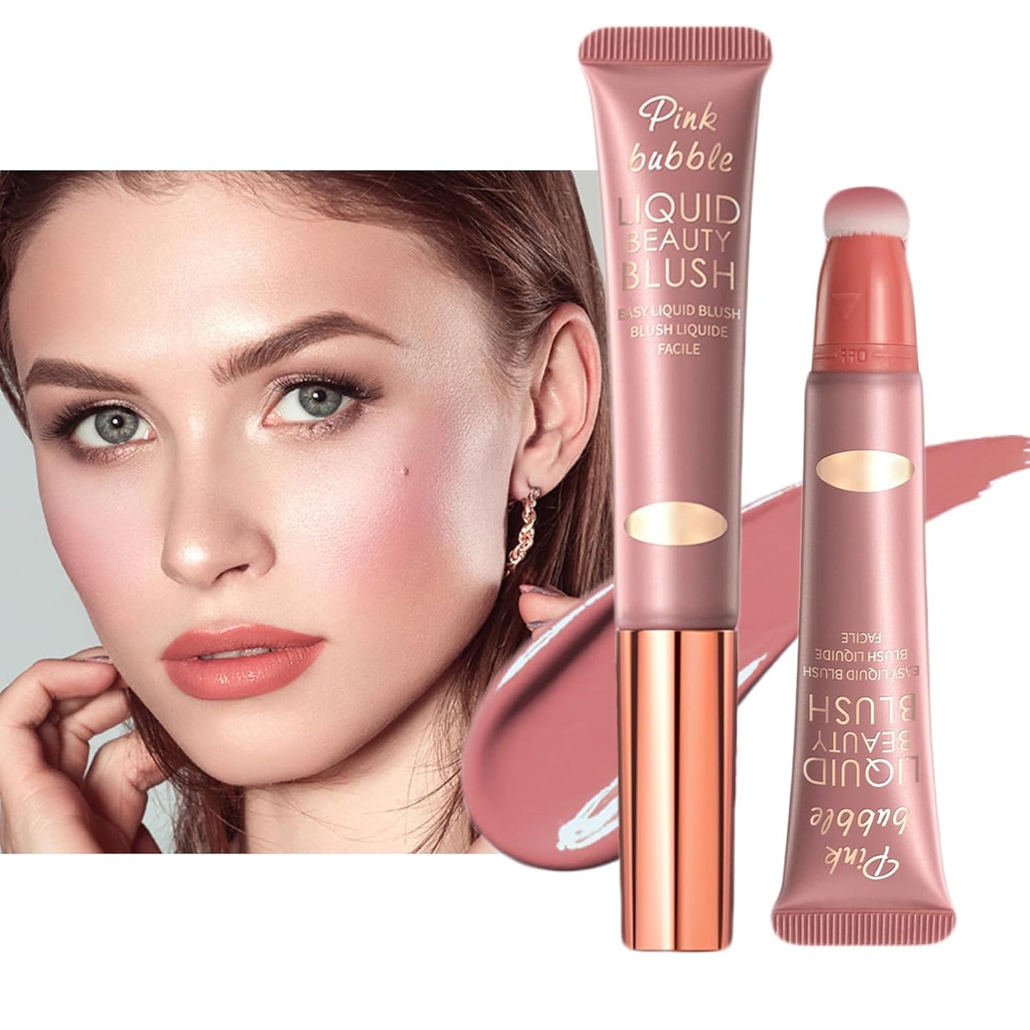 Liquid Blush Makeup Wand, Velvet Cream Blush Stick for Cheeks and Lips, Blush and Highlighter Stick, Easily Blendable, Long-Wearing, Smudge Proof