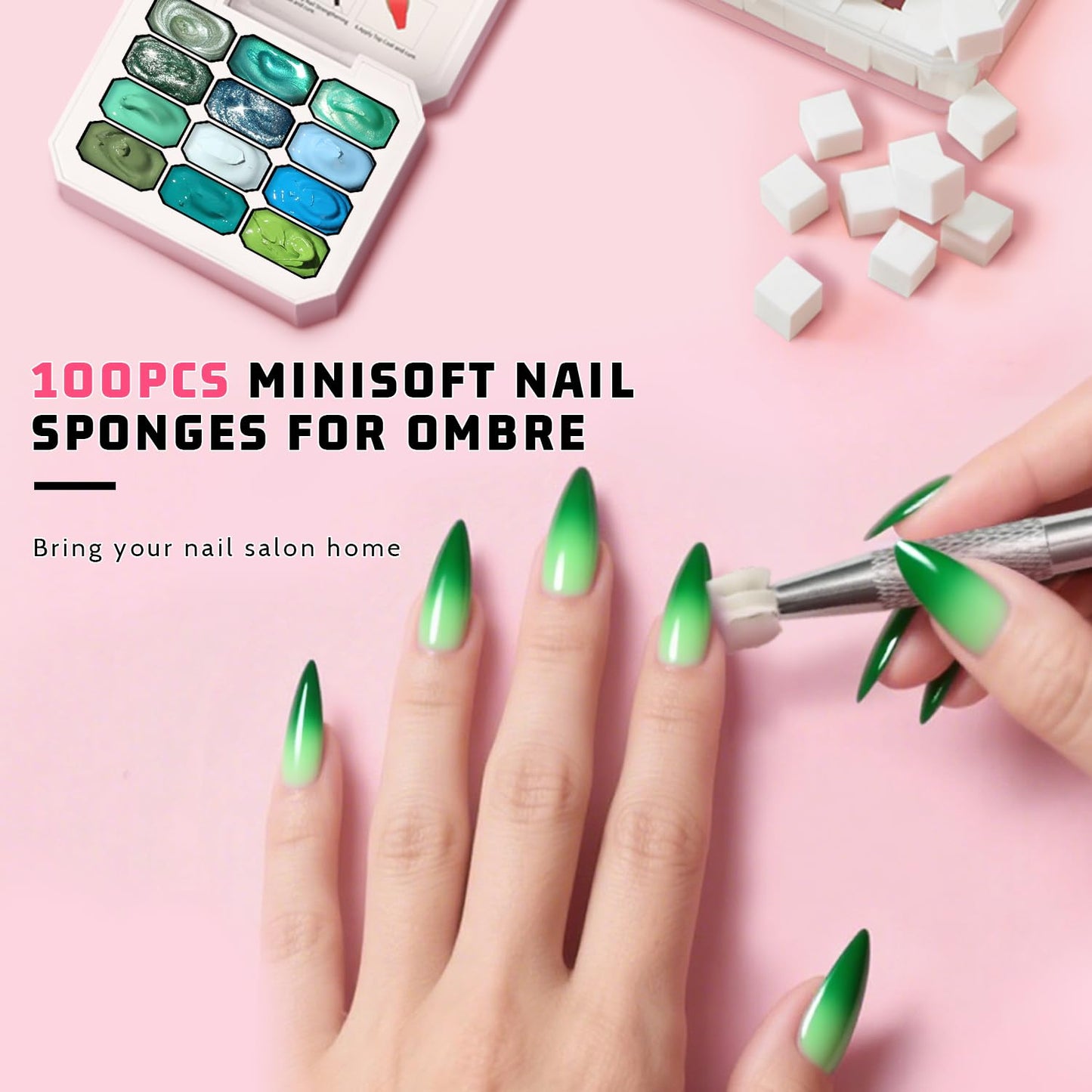 Sponge Pat Paint Nail Gel, Ombre Nails Gradient Gel Nail Blush Blooming Aura Nails Drawing Stripper Floral Painting DIY Nail Art, No Wipe, UV/LED Curing (12 Colors L)