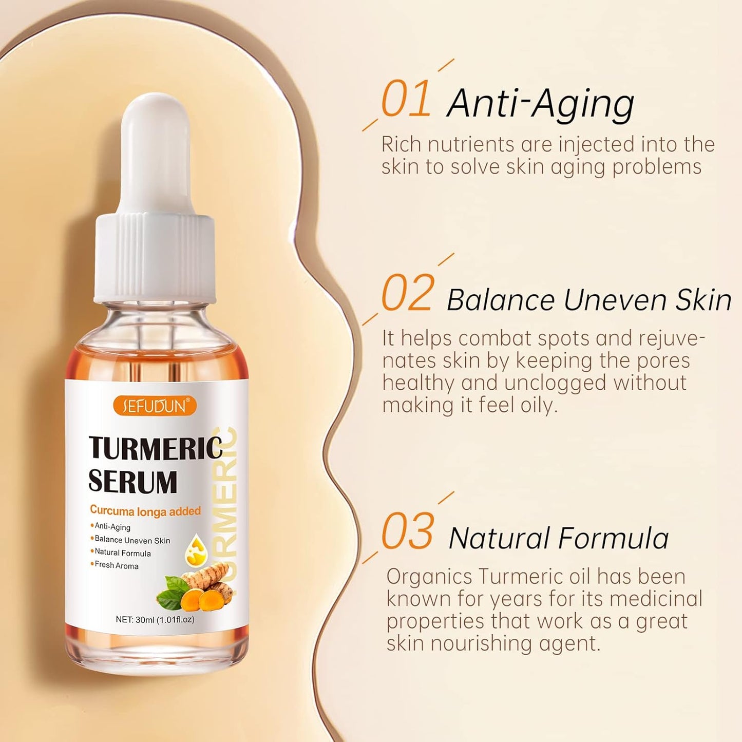 Turmeric Serum for Dark Spots 1 Fl Oz, Turmeric Dark Spot Corrector Serum for Face & Body, Anti Aging Facial Serum for Women and Men, Reduces Hyperpigmentation, Age Spots, Sun Spot, Improve Skin Tone