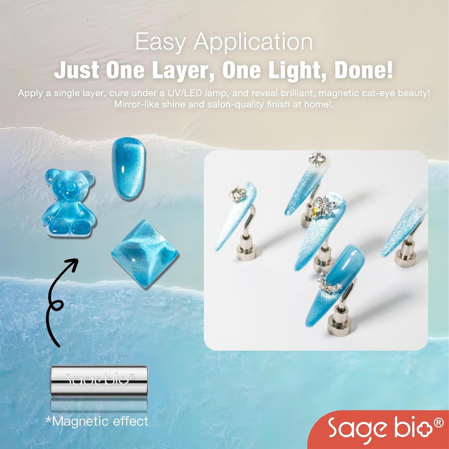 Multifunctional Cat Eye Gel Nail Polish, No Base or Top Coat Required, 15ml, Lasts Up to 4 Weeks, UV/LED Cured, Easy Application, R64