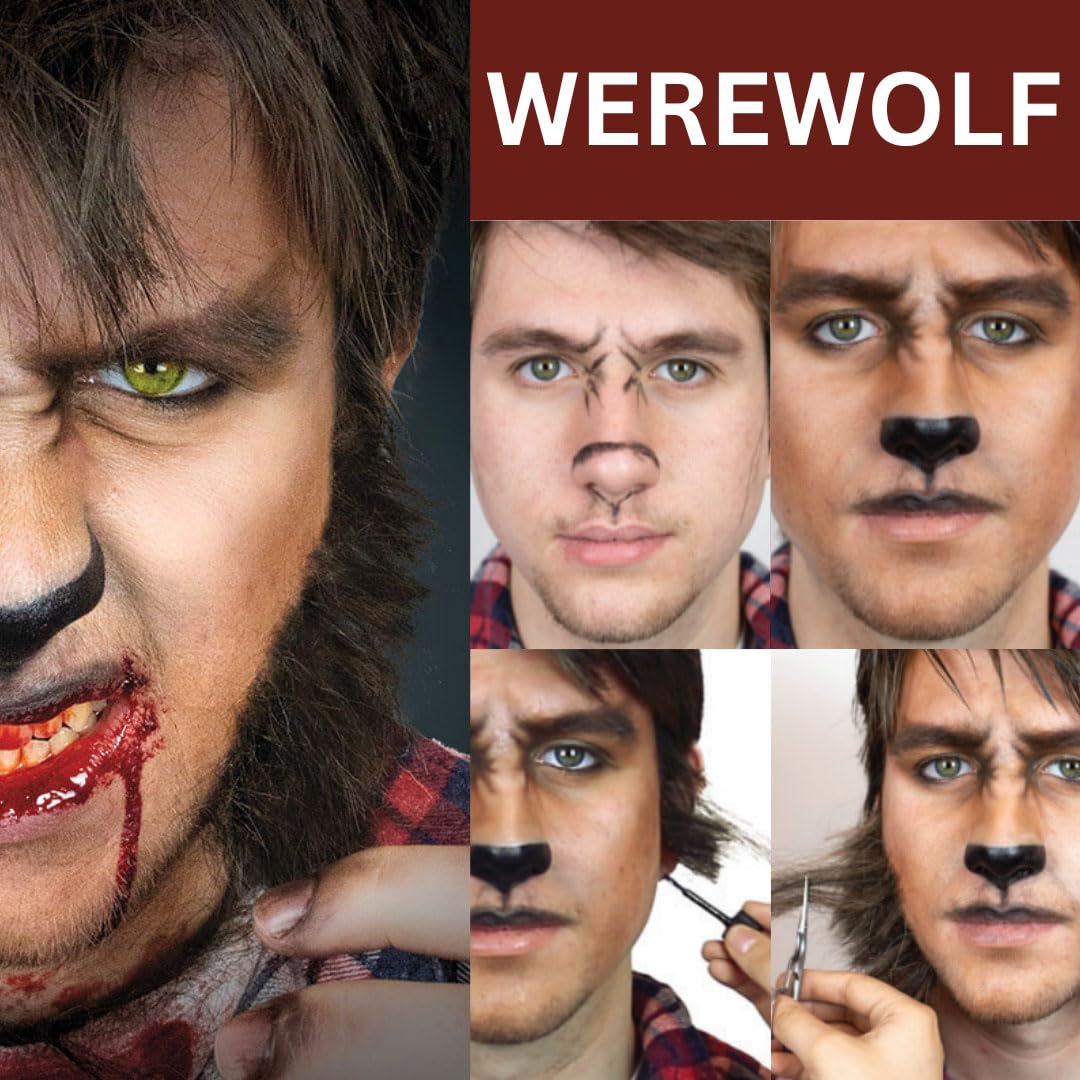 Mehron Makeup Premium Character Kits| Makeup Kits for Halloween & Cosplay| Made in the USA | Complete Makeup Kit | Includes all Makeup, Tools, & Instructions on How to Create the Look | (Werewolf)