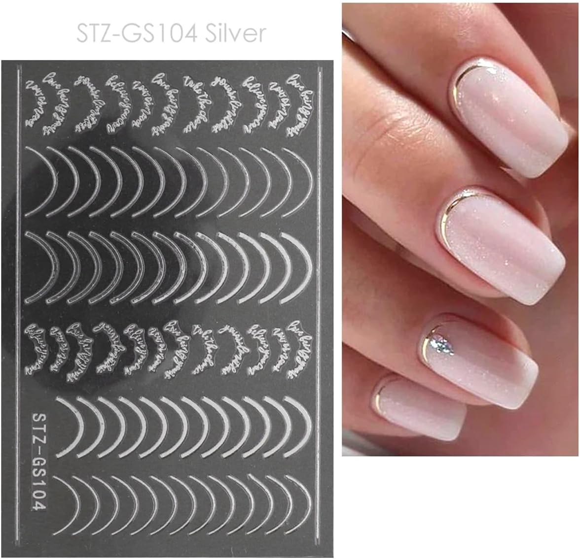 3 Pieces French Tip Line Nail Art Stickers 3D Simple Lines Nail Stickers Rose Gold Metal Stripes Letter Adhesive Decals Curved Gel Nail Art Polish Sliders Manicure Foils Decor Accessories Craft