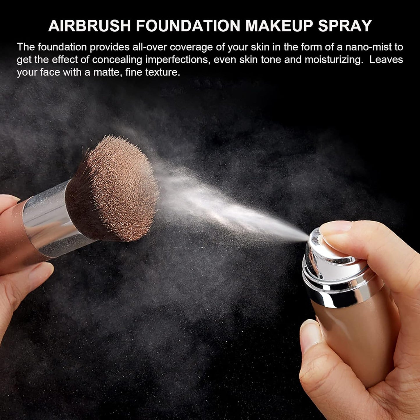 Airbrush Foundation Makeup Spray, Long Lasting Waterproof Full Coverage Foundation for Brighten, Concealer and Hydrating, Natural Matte Finish, Brush and Makeup Sponge Include, 2.36oz (#3 Nude)