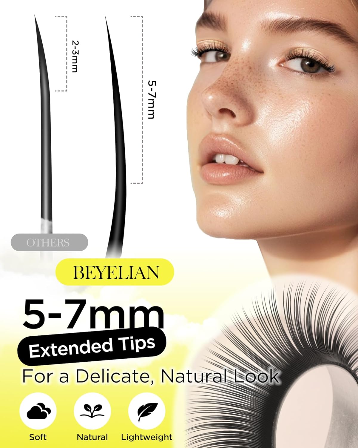BEYELIAN Eyelash Extension Natural Matte Black 0.03-0.20 C/D/D+/L/M/LU Curl 7-15mm 100°/212°F High Temperature Resistant Classic Volume Individual lash Extensions Professional Salon Use (0.07 D 14mm)