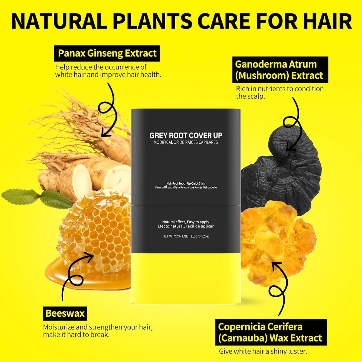 Gowwim Hair Dye Comb, Instant Portable Gray Hair Cover up Hair Dye Stick 2-in-1 Hair Color Stick Natural & Long-lasting Root Touch up Hair Color Comb Waterproof for Women & Men 15g/0.52oz Medium Brown