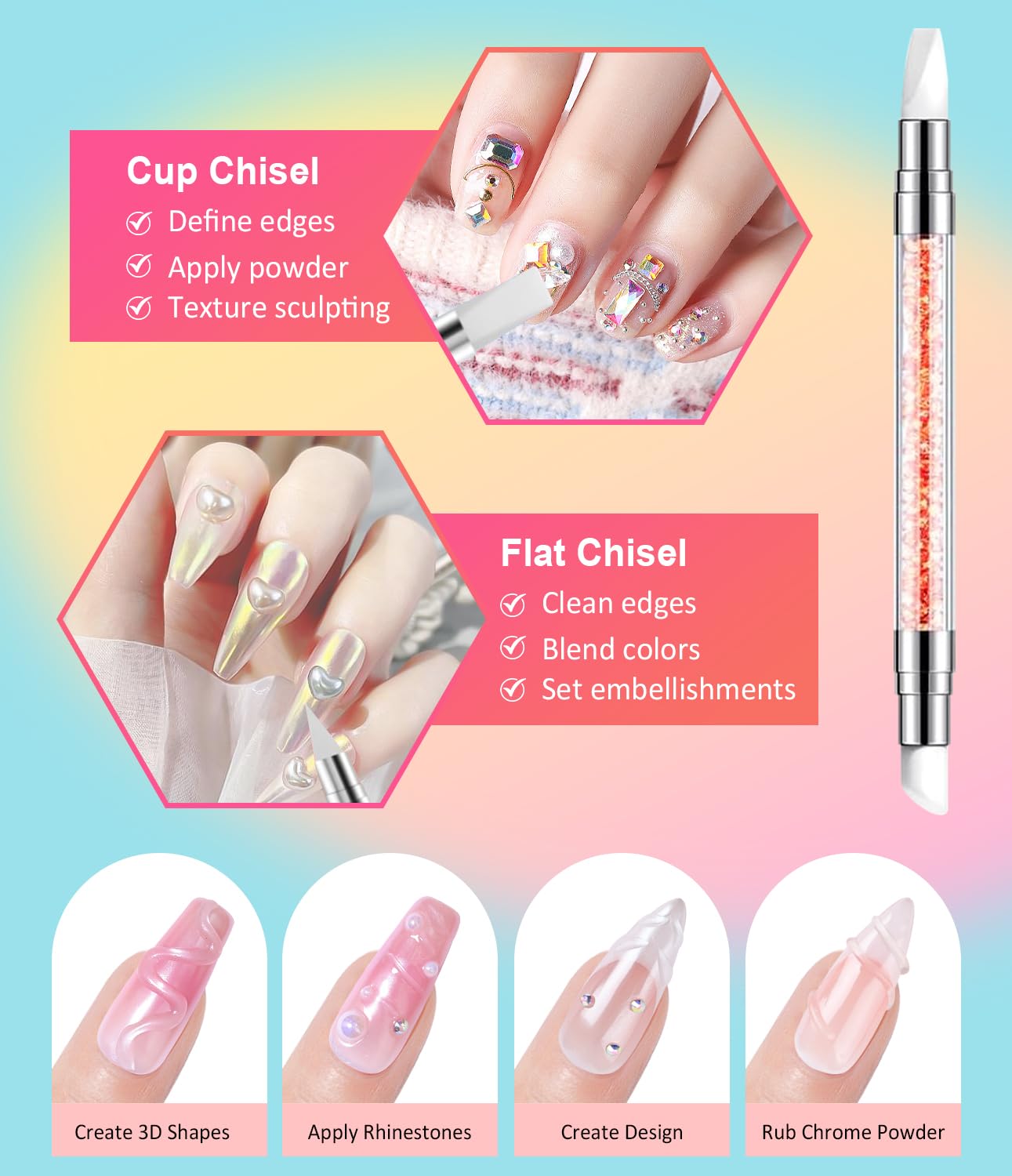 Gold Chrome Nail Powder BISHENGYF -【Fairy Effect】Pink Chrome Nail Powder White Pearl Aurora Mermaid Iridescent Rose Gold Red Nail Chrome Powder Metallic Mirror Glitter Pigment Dust for Nail Art DIY