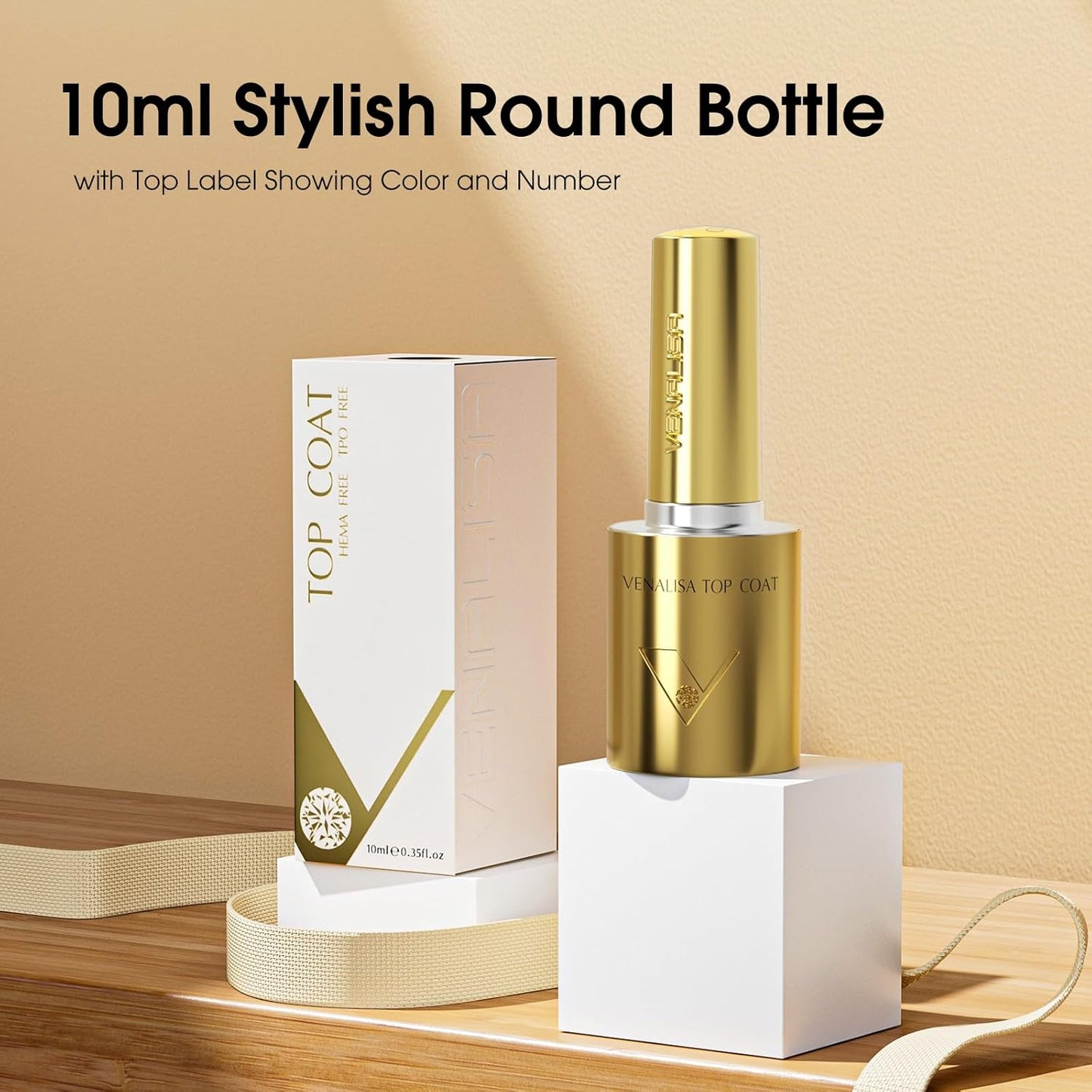 VENALISA No Wipe Gel Top Coat- High Gloss Shiny Long Lasting Top Coat Clear Gel Nail Polish, Soak Off Nail Art Home and Professional Manicure