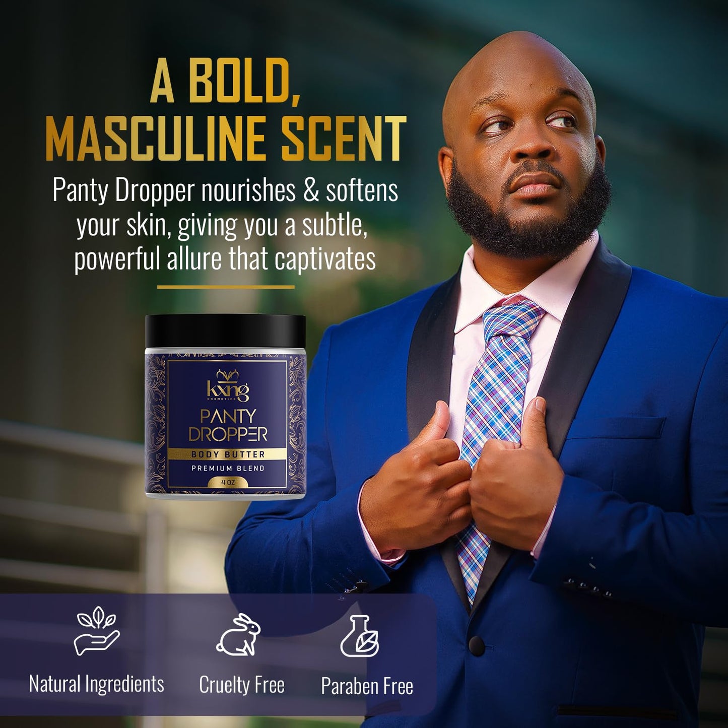 KXNG Cosmetics, Body Butter, Organic Skin Care for Men and Women, Body Moisturizer Lotions and Creams, Raw Shea Butter, Cocoa Butter, Mango, Coconut Oil, Hand, Foot, All Skin Types (Panty Dropper)