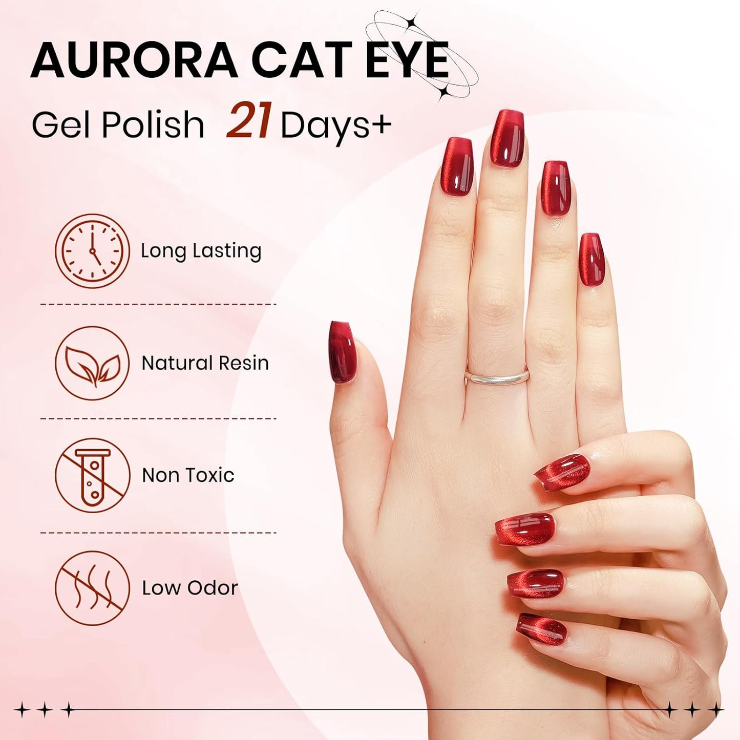 Red Cat Eye Gel Polish, 15ML Crystal Shimmer CatEye Gel Nail Polish Magnetic Glitter Holographic Reflective Nail Polish Gel with Magnet Soak Off Salon DIY at Home