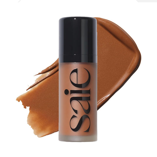 Saie Dew Bronze - Hydrating Liquid Bronzer Stick For a Sun Kissed Glow - Liquid Contour Stick Infused with Nourishing Skin Care Ingredients - Sculpted Face Makeup Essential - Swim (0.4 oz)