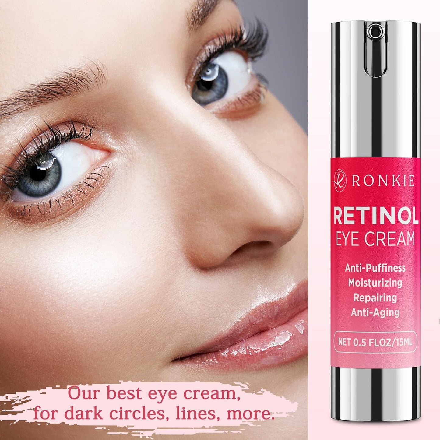 Retinol Eye Cream for Dark Circles: Anti-Wrinkle Eye Cream with Hyaluronic Acid - Reduce Under Eye Bags