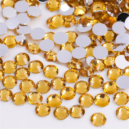 1500 Pieces SS16 4mm Flatback Rhinestones Clear Glass Round Gems Crystals for Nail Art DIY Crafts Clothes Shoes Bags （Golden Yellow）
