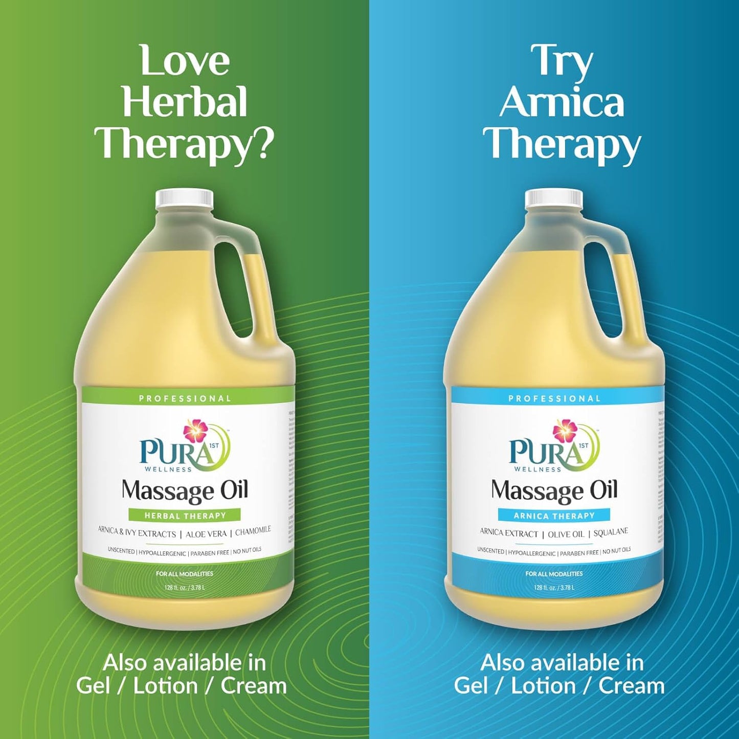 Wellness Professional Herbal Massage Oil, 128oz, Hypoallergenic Formula for Muscle Relief, Professional Deep Tissue Therapy, Unscented Oil for Physical Therapy and Muscle Recovery