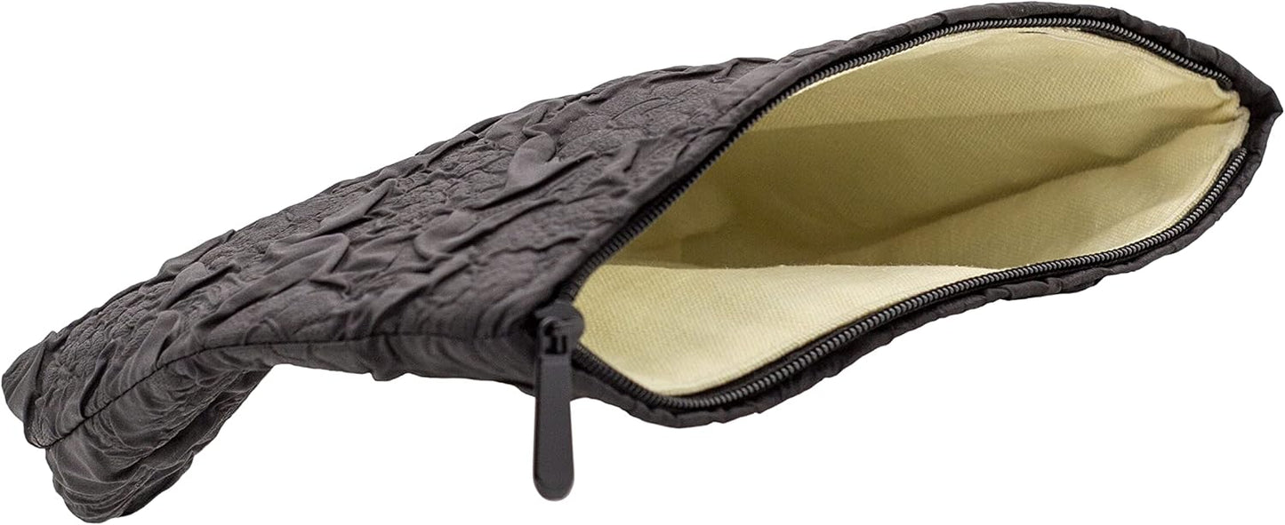 Makeup Bags for Purse Zipper Cosmetic Pouch Large Travel Canvas Make Up Organizer Tool Pouch for Women and Girls,Flower Black