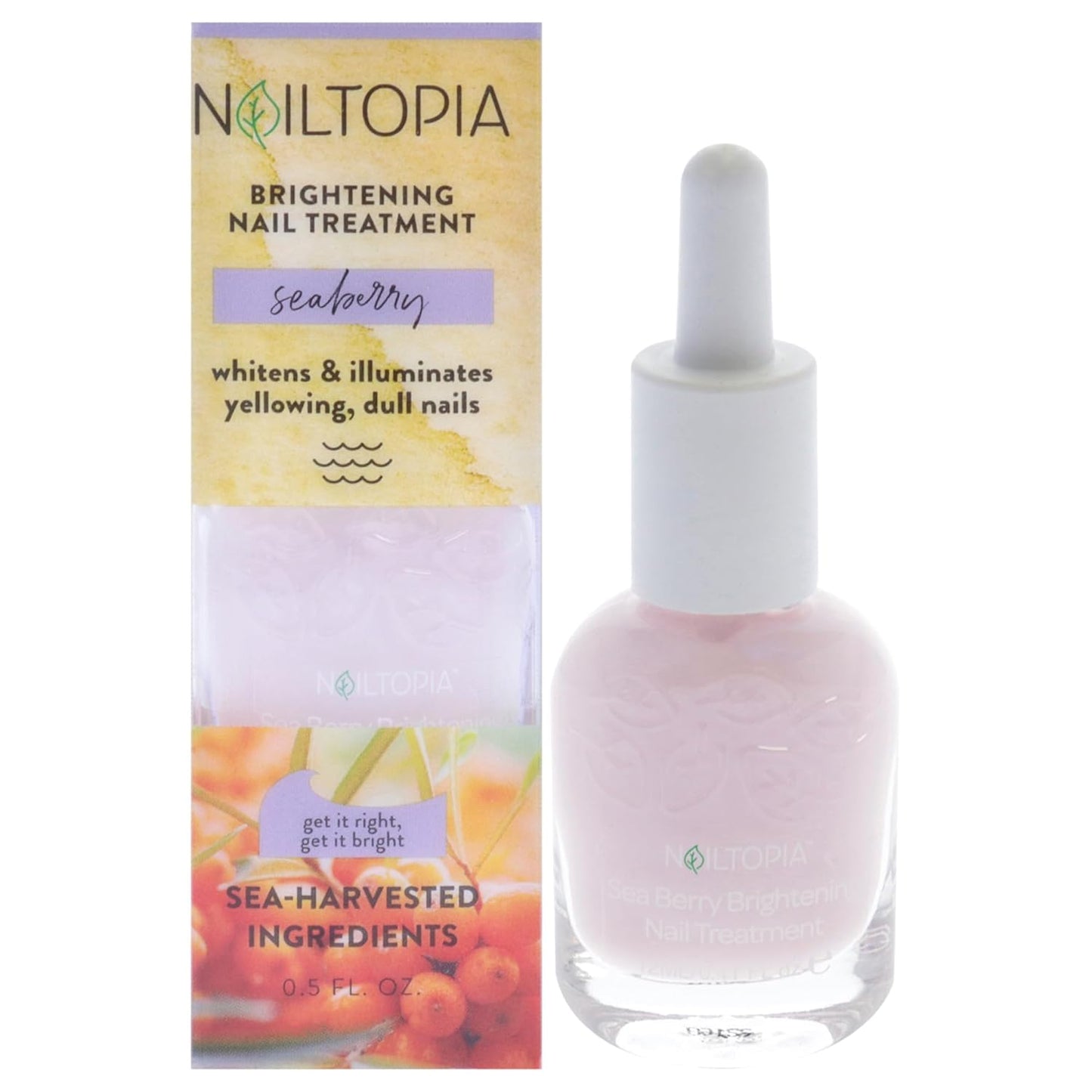 Nailtopia Healing and Brightening Nail Treatment - Nail Growth Oil - Nail Strengthener Treatment for Hard Nails - With Superfood Sea Berry - 0.41 oz