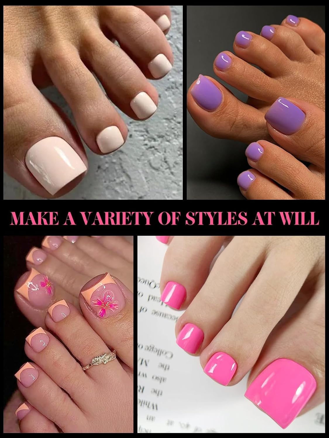 300 Pcs Toe Dual Nail Forms for Poly Extension Gel, EBANKU Toenail Dual Forms Reusable Full Cover Molds for French Tip Acrylic Toenails Pedicure for Salon & DIY at Home 15 Sizes