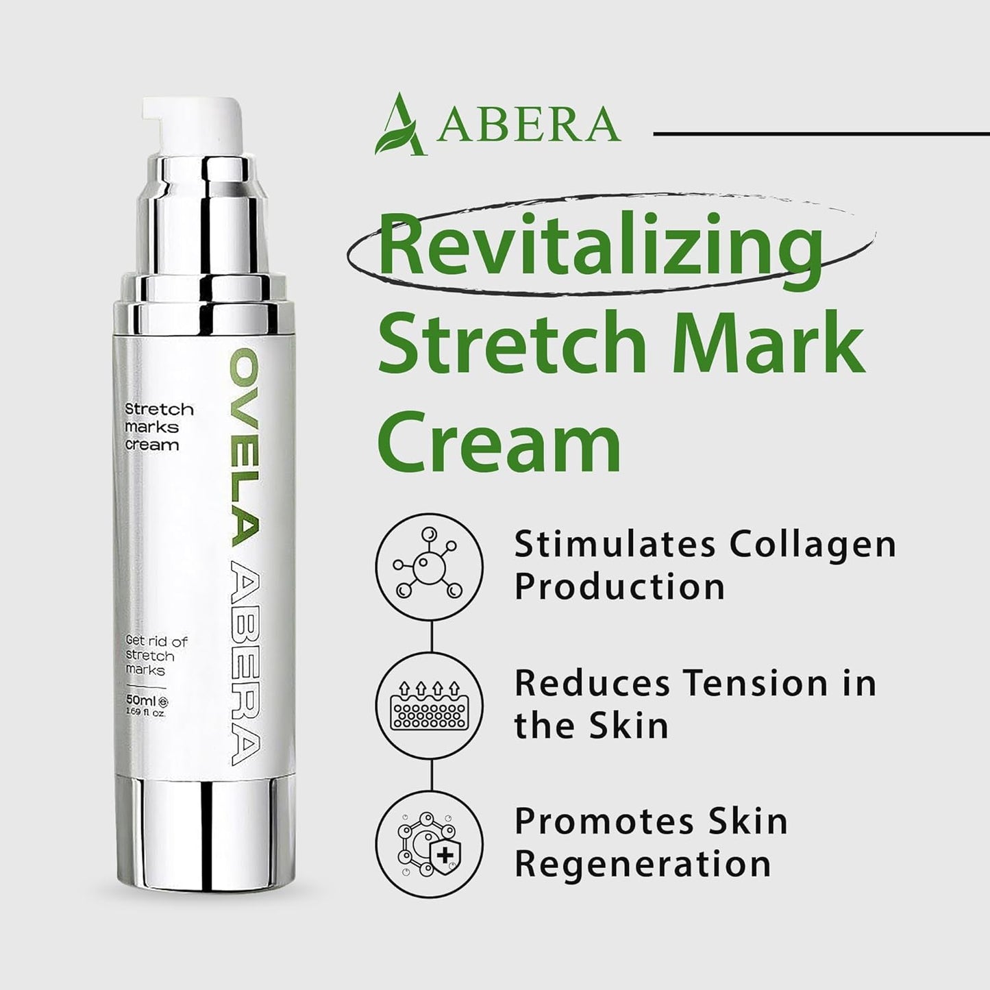 Abera Ovela Maternity Stretch Mark Cream with Eye Mask for Pregnancy and Weight Fluctuations, Stretch Mark Treatment Pregnancy Must Haves, Deep Stretch Mark Removal, All Skin Types, 1.69 fl oz