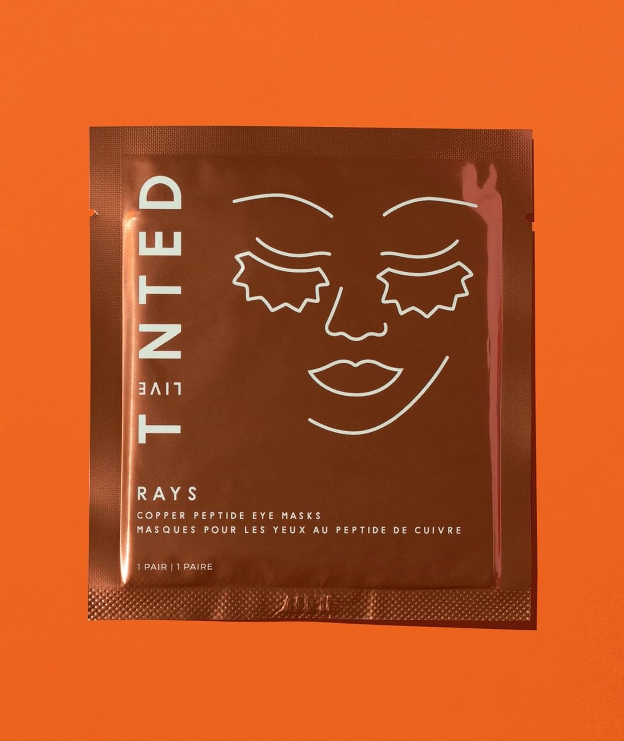 Live Tinted Rays Copper Peptide Eye Masks - Cooling, Brightening, and Nourishing Under Eye Patches, Reduces Fine Lines, Depuffs, & Hydrates with Copper Peptides, Banana Extract, and Bakuchiol - 1 Pair
