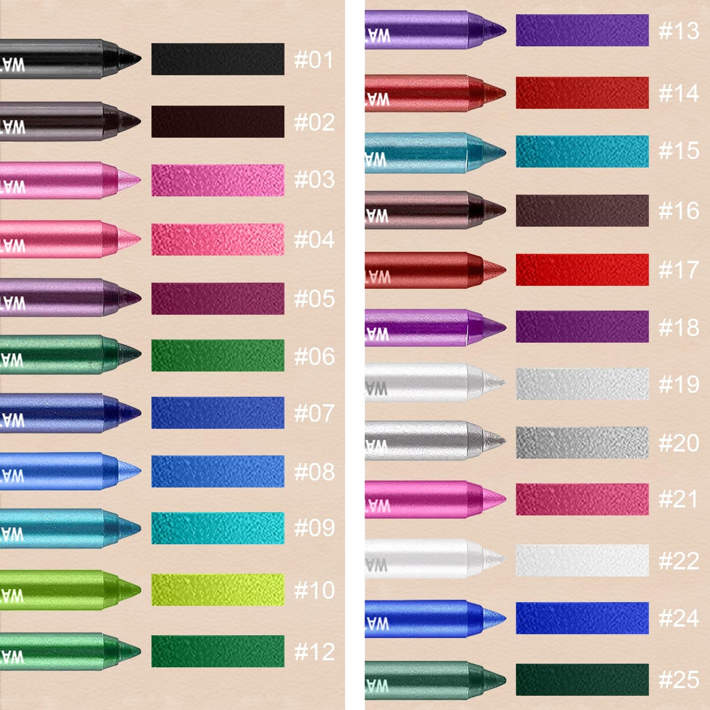 7 Colorful Eyeliner Pen Set, Eye Shadow Pencil, Pearl Eyeliner Kit Metallic Glitter Colored Eye liner for Women Eye&Lip Liner Professional Waterproof Eye Makeup (7PCS C)