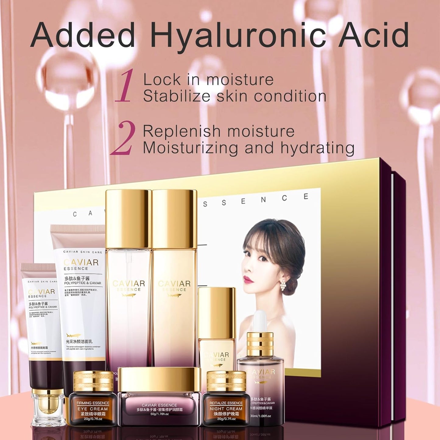 O’KADY 9 Pcs skincare set Anti Aging Skin Daily Care Routine Kit With Vitamin C and Peptides Facial Cleanser Eye Mask Toner Serum Eye Cream Lotion Cream Lady Cream Gifts sets for Valentine's Day