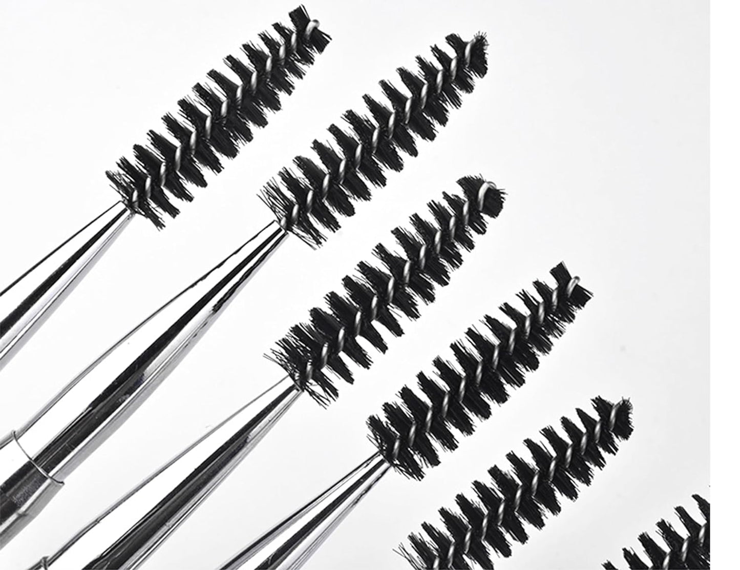 2PCS Mascara Brushes Eyebrow Eyelash Brushes Mascara Wands Spooly Applicators Eye Brushes Portable Cosmetic Brushes with Cap Spoolies Brushes for Eyelash Extensions and Eyebrows, Silver