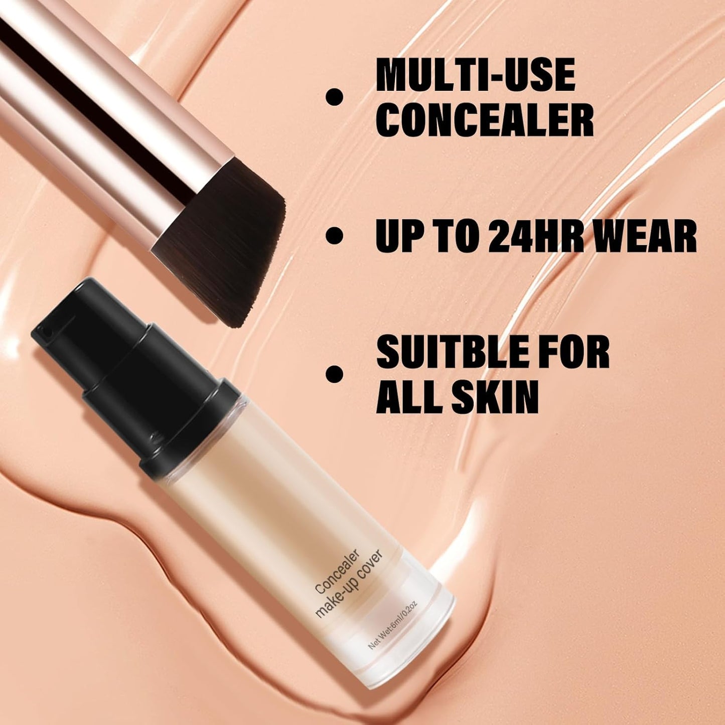 2pcs Liquid Concealer Set with Brush,Full Cover,Concealer Wand with Matte Finish,Corrects，Covers，Long Wear Up to 24hr