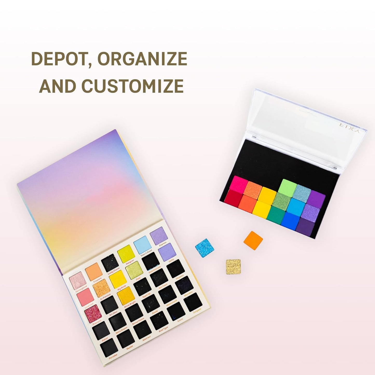 FIXY Empty Magnetic Makeup Palette with Clear Top, Small Palette- Organize, Depot & Declutter Makeup - Customize Your Palette - Travel and Eyeshadow Organizer - 5.7"x4.3"