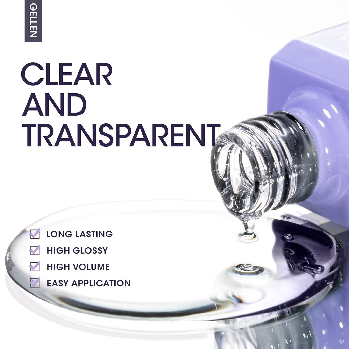 GELLEN 4Pcs Gel Top Coat and Base Coat with Nail Strengthener Set for Gel Nail Polish, 18ml Soak Off Nail Lamp Clear Nail Polish Set