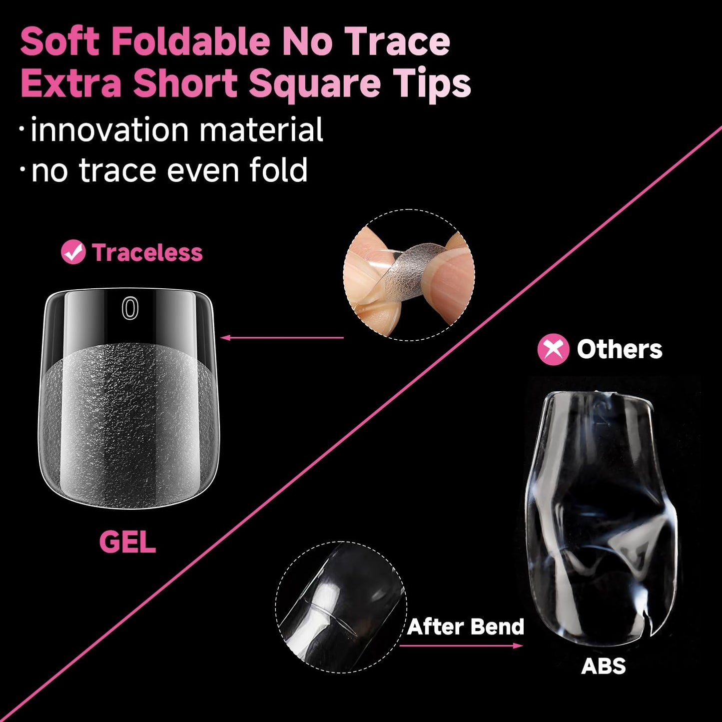 UNA GELLA Extra Short Square Nail Tips, 312pcs XS Square Gel Nail Tips, Soft Gel Full Cover Half Matte No Need File Acrylic Fake Nails for Nail Extension Home DIY Nail Salon 12 Sizes