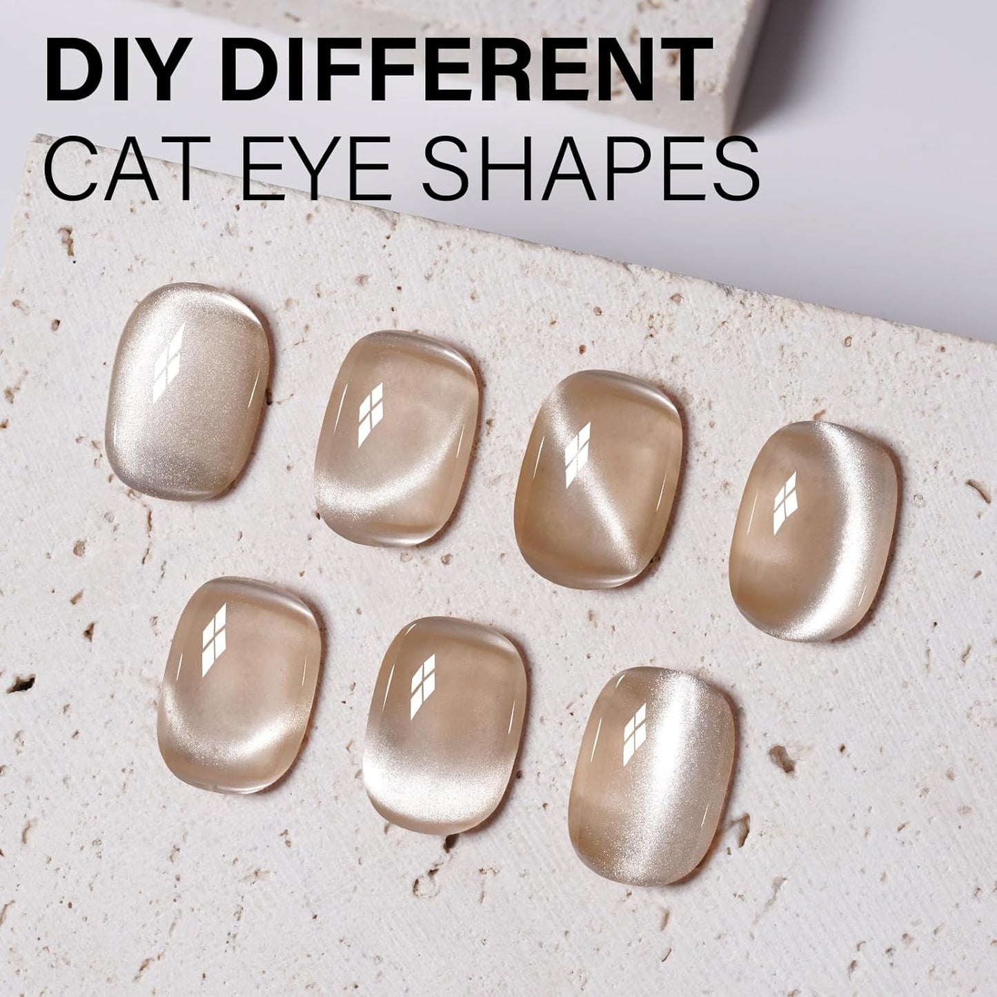 AILLSA Glass Cat Eye Gel Nail Polish, Champagne Glitter Jelly Nude Nail Polish Magnetic Gold Shimmer Sparkle Nail Art U V Gel Salon 0.5 OZ