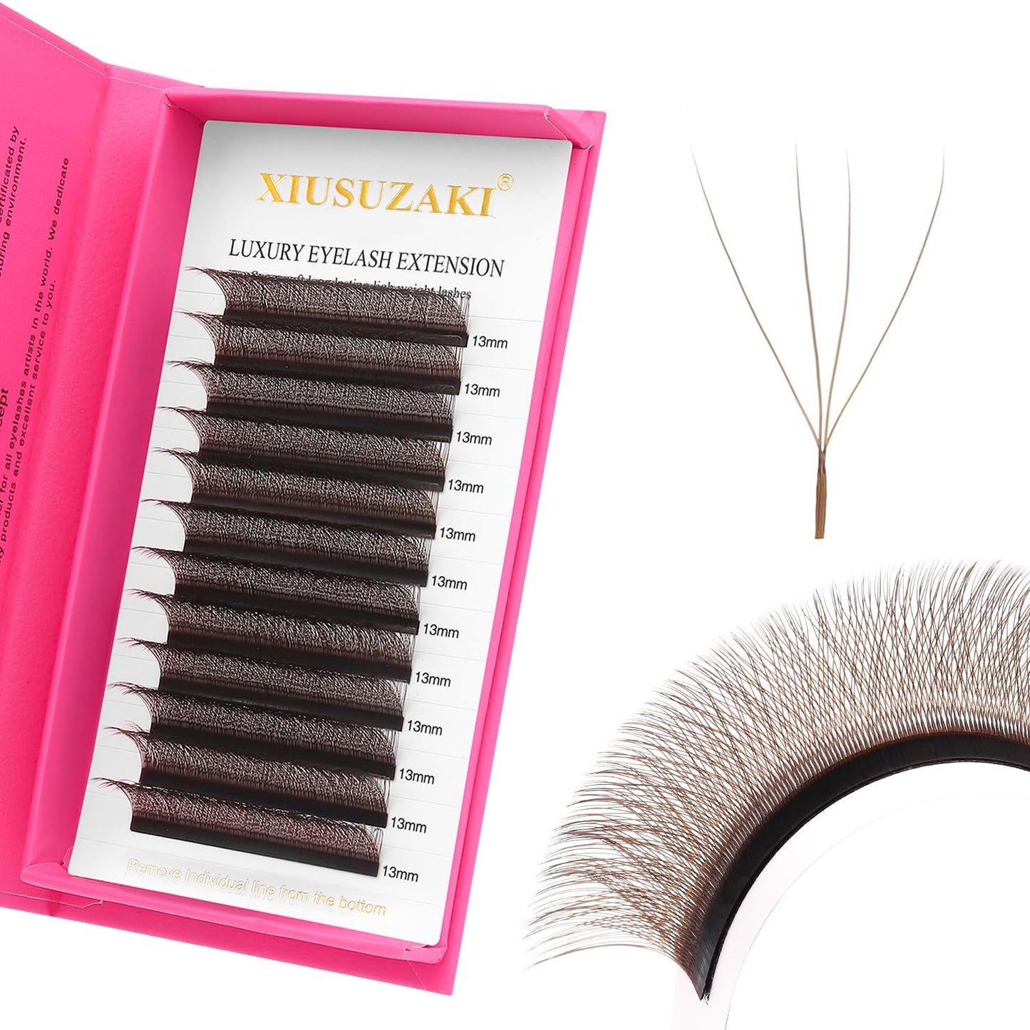W Lash Extensions Brown 4D Eyelash Extensions W Shape 0.07mm Thickness C Curl Mix 8-15mm Premade Fans Lashes Colored Lash Extension Volume Lashes Individual Lashes(W-Brown-4D-0.07-C,8-15mm)