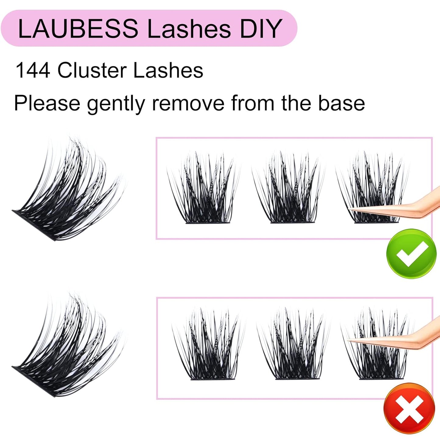 Lash Extension Kit LAUBESS Lash Clusters Kit Cluster Eyelash Extensions Kit Eyelash Clusters Lash Bond and Seal Waterproof Tweezers Brush Lash Glue Remover (Kit 03-D-Mix14-18)