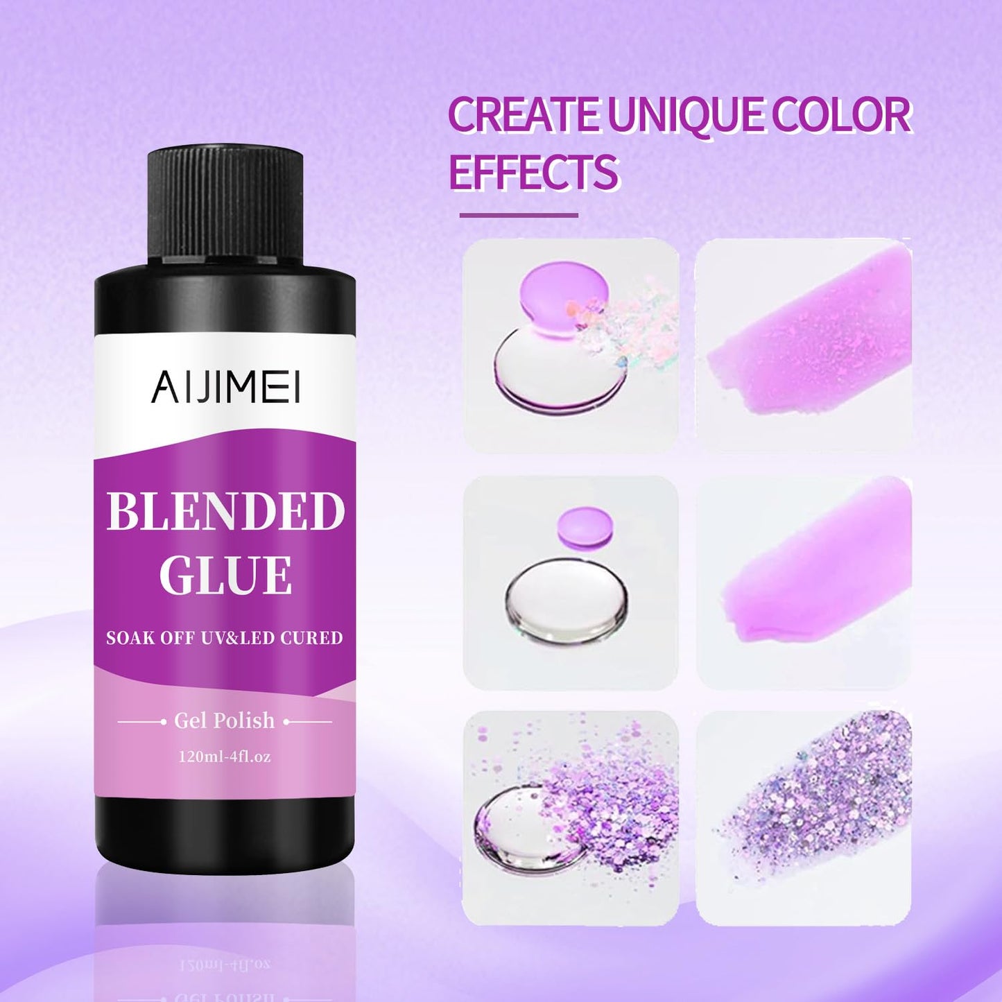 AIJIMEI 4fl.oz Clear Nail Blending Glue, Nail Polish Thinner Glue for Blending, diluting, Mixing Glitter Powder Mixer Gel Polish Dilution Color Sequins MixingGlue 120ml for Nail Designer