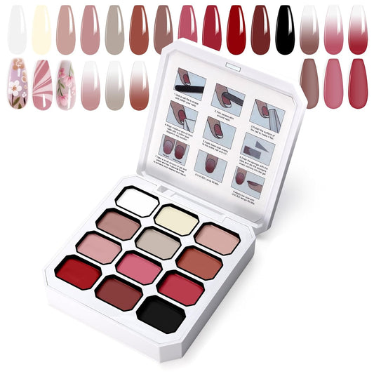 Gradient Painting Gel, 12 Colors Ombre Gel Nail Polish for Pigmented Pat Painting Gel French Manicure No-wipe Soak of UV DIY Art Home Salon Palette Chiffon Hues