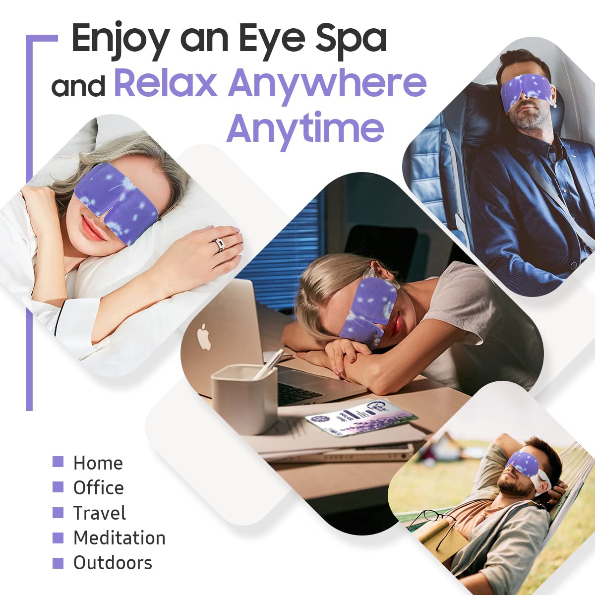 Steam Eye Mask, 10 Packs Heated Eye Mask, Self Heating Disposable SPA Warm Compress for Eyes Sleep Mask, Soothing Moist Heat Eye Masks, Travel Essentials & Relaxation Gifts (Lavender Scent)