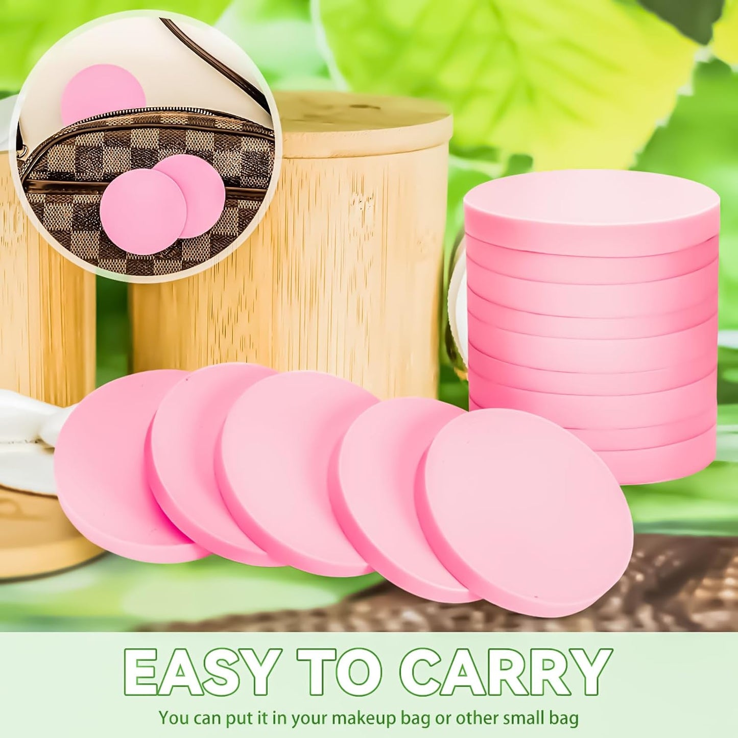 MotBach 60 PCS Pink Round Makeup Sponge, Cosmetic Sponge Round Foam Pad Eye Facial Powder Puff, Beauty Makeup Foundation Powder Blender for Women Lady All Skin Types Wet and Dry Dual Use