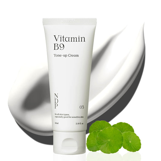 NDP Vitamin B9 Tone-up Cream, Silicone Free Face Primer for Pore Minimizing, 95% Pure Cica Extract, Breathable Skin Formula, Glass Skin & Lightweight, V-Cream Clean K-Beauty (65ml / 2.19 Fl Oz)