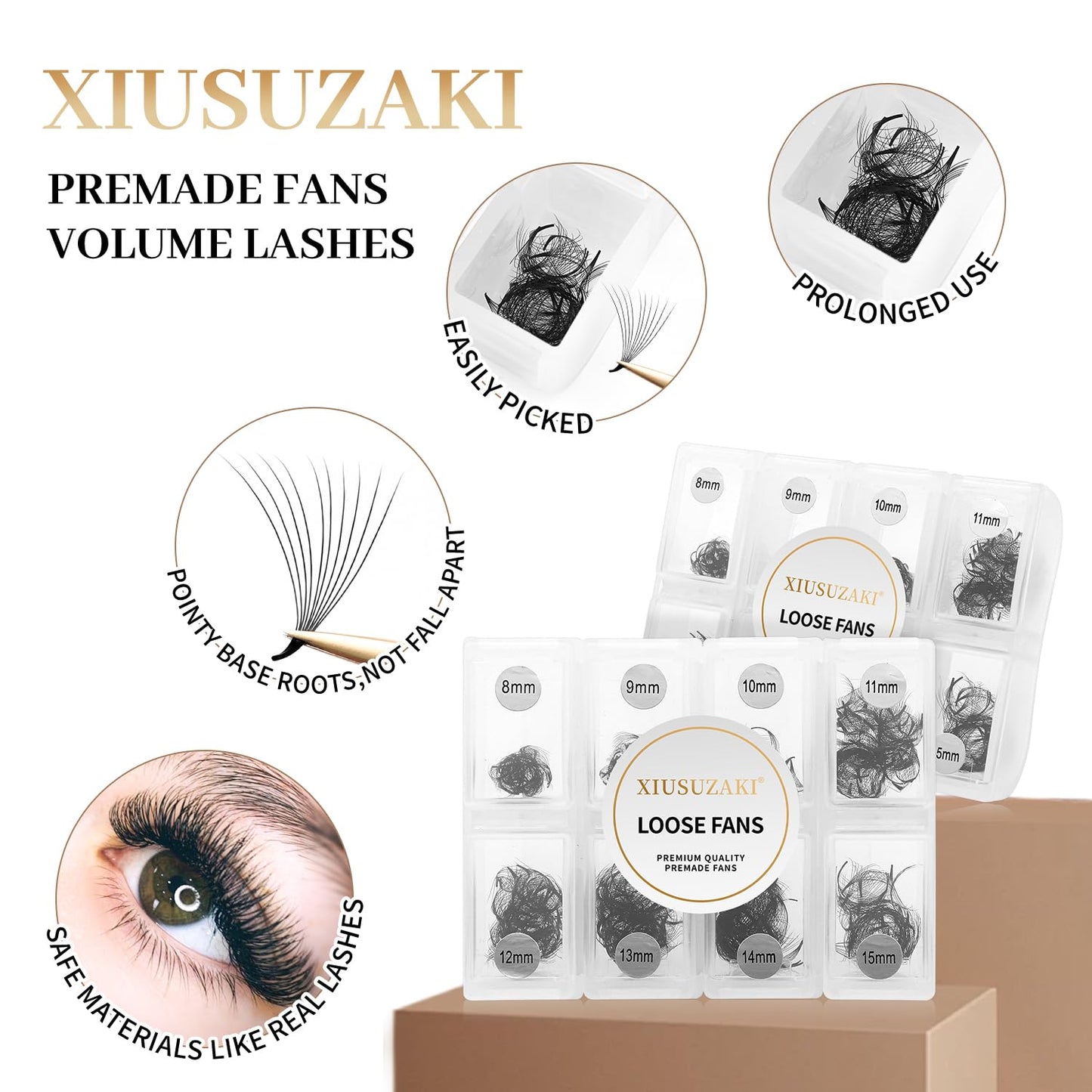 Premade Fans Eyelash Extensions 600 Fans 12D Volume Lash Extensions 0.05 Thickness Eyelash Extension C Curl Premade Lash Fans Mix 8-15mm Fluffy Soft Handmade Loose Fan(600Fans-12D-0.05-C,8-15mm)