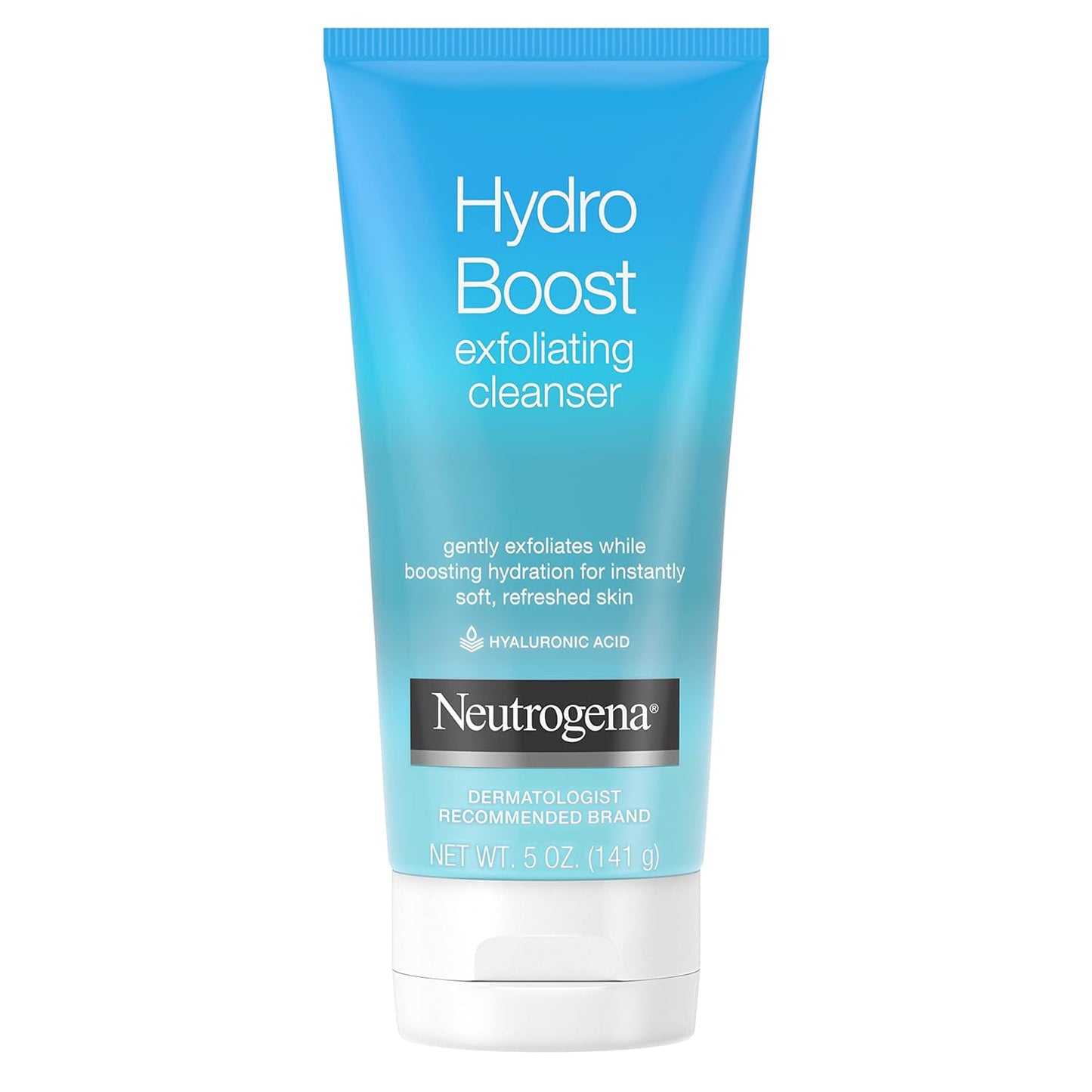 Neutrogena Hydro Boost Gentle Exfoliating Daily Facial Cleanser with Hyaluronic Acid, Clinically Proven to Increase Skin's Hydration Level, Non-Comedogenic Oil-, Soap- & Paraben-Free, 5 Oz, 3 Pack