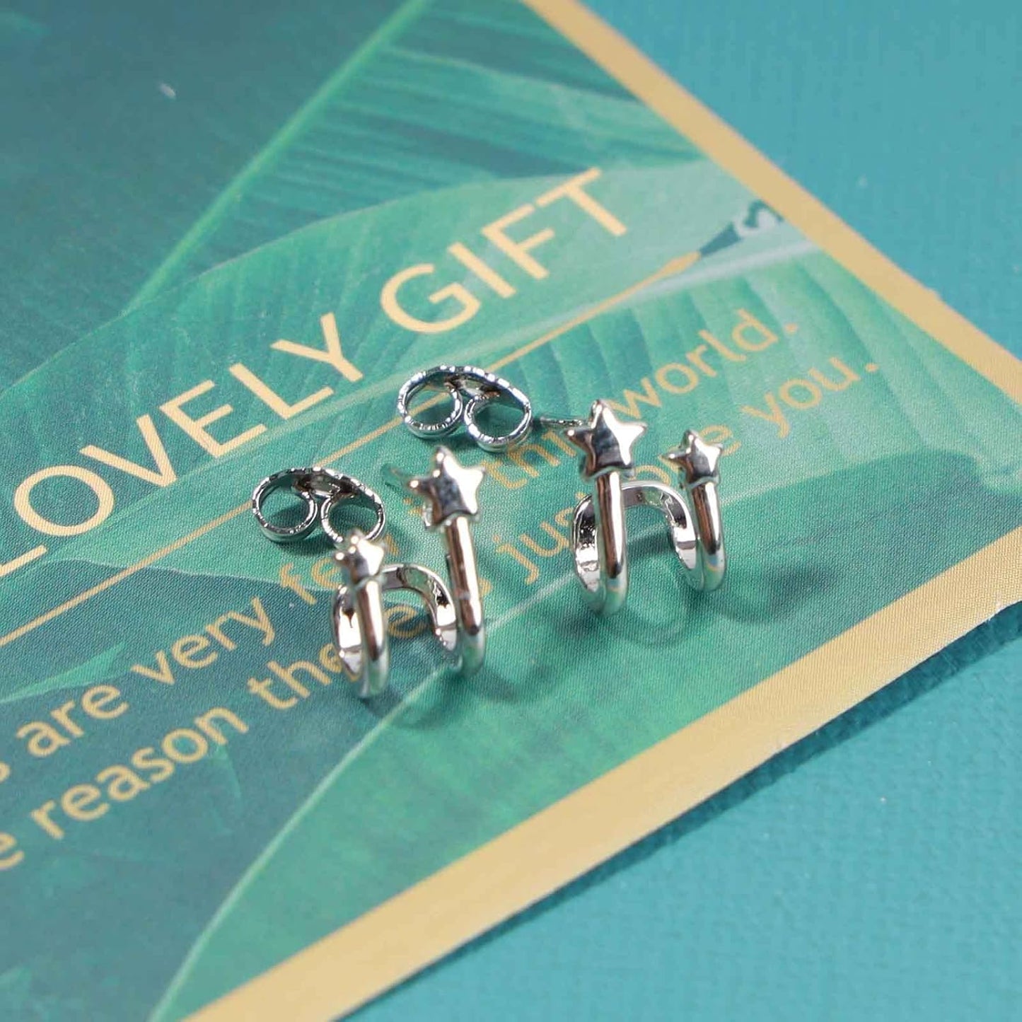 Star Spiral Hoop Earrings Silver Star Wrap Earrings Boho Cluster Star Studs Earrings Twist Ear Huggies Earrings Jewelry for Women and Girls