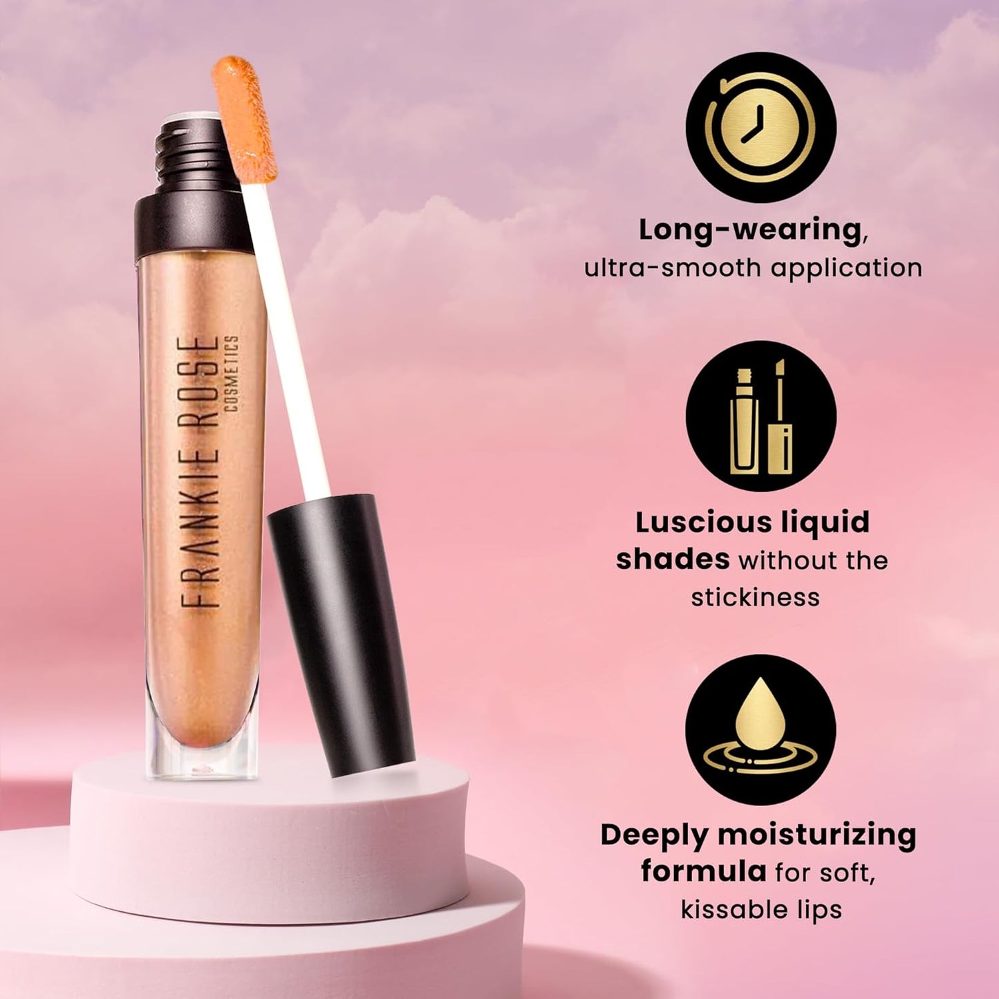 Frankie Rose Cosmetics Lip Gloss | Non-Sticky, Long Lasting, Hydrating & Bold Pigment, So Fetch Shimmer, 20g