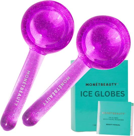 Ice Globes for Face, Freezer Safe and Highly Effective Facial Globes for Daily Beauty Routines, Face Roller to Tighten Skin, Reduce Puffiness, Enhance Circulation and Complexion (Purple)
